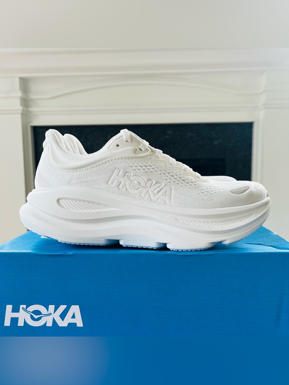 Hoka One One Bondi 9 Women's Running Shoes All White 1162012/WWH NEW